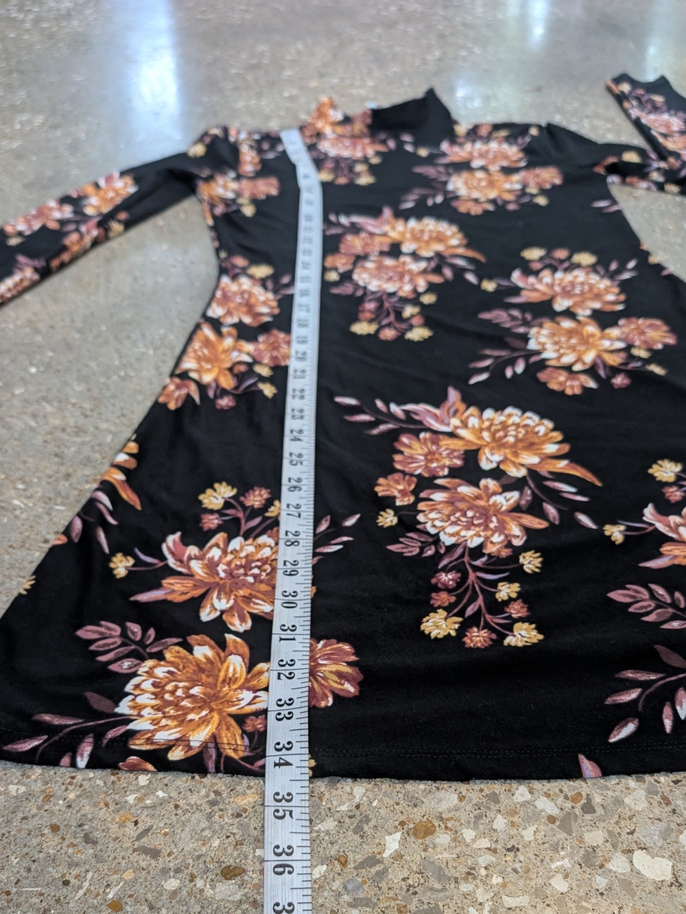 Mudd Black Floral Long Sleeve Midi Dress with Rust and Blush Blooms Whimsigoth